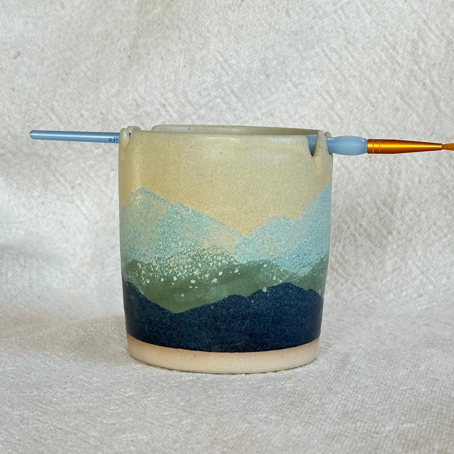 Blue Mountain Ceramic Paintbrush Pot