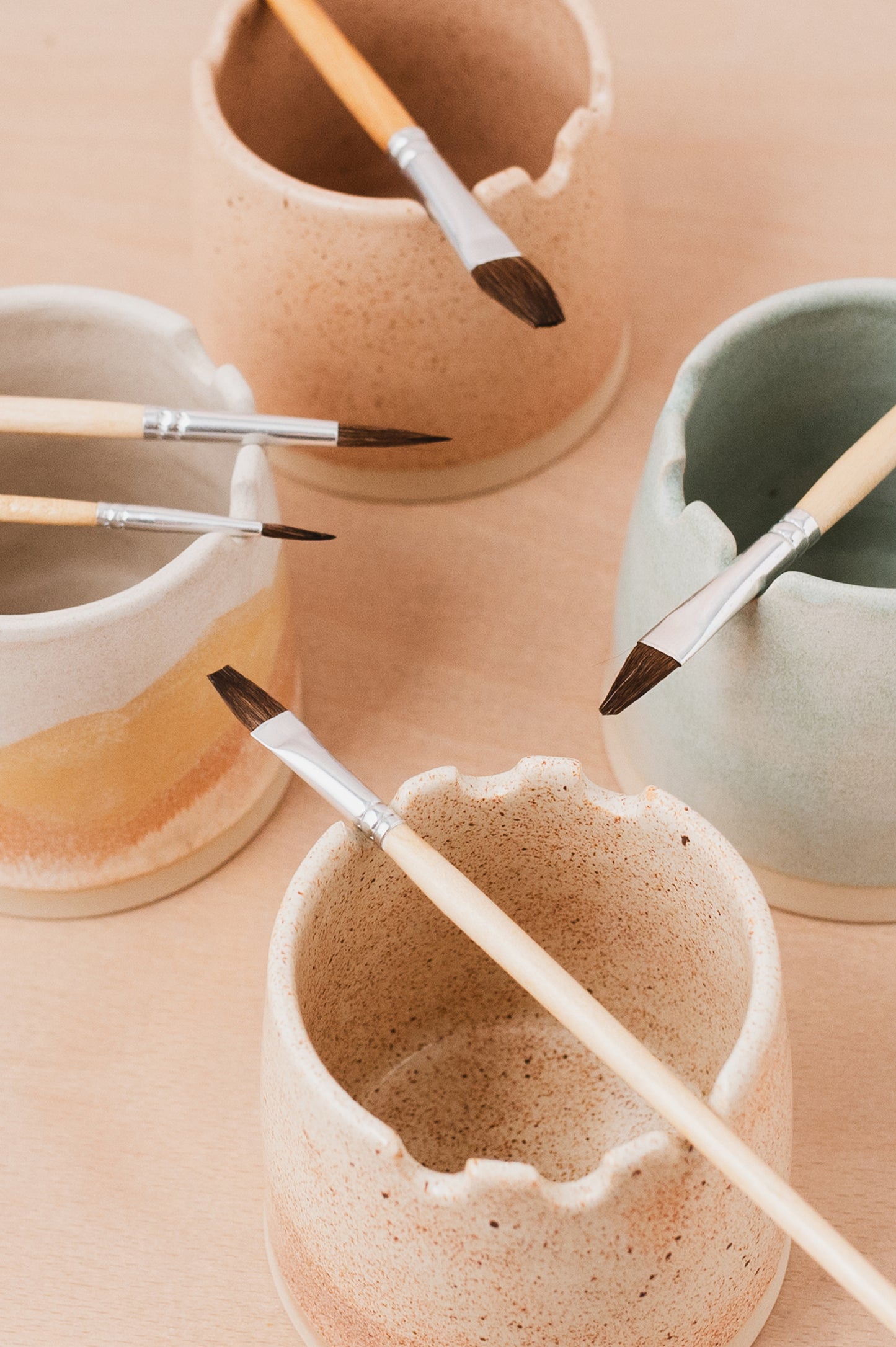 Speckled Cream Ceramic Paintbrush Pot