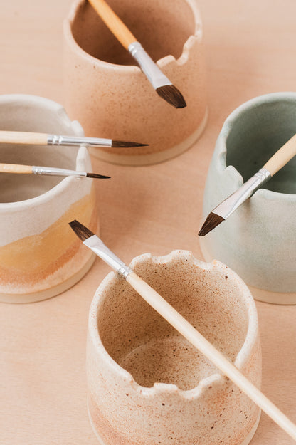 Speckled Cream Ceramic Paintbrush Pot