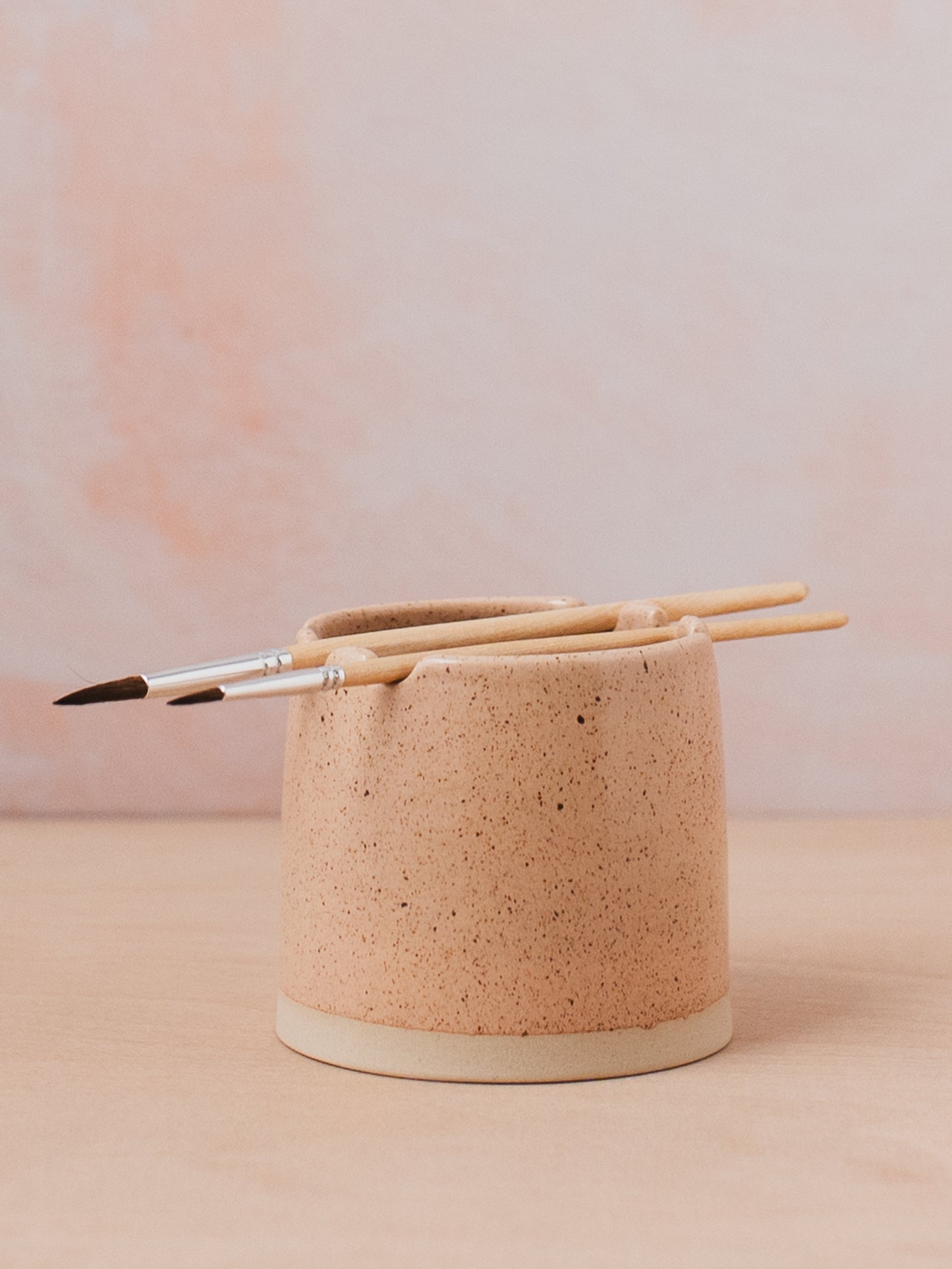 Speckled Pink Ceramic Paintbrush Pot