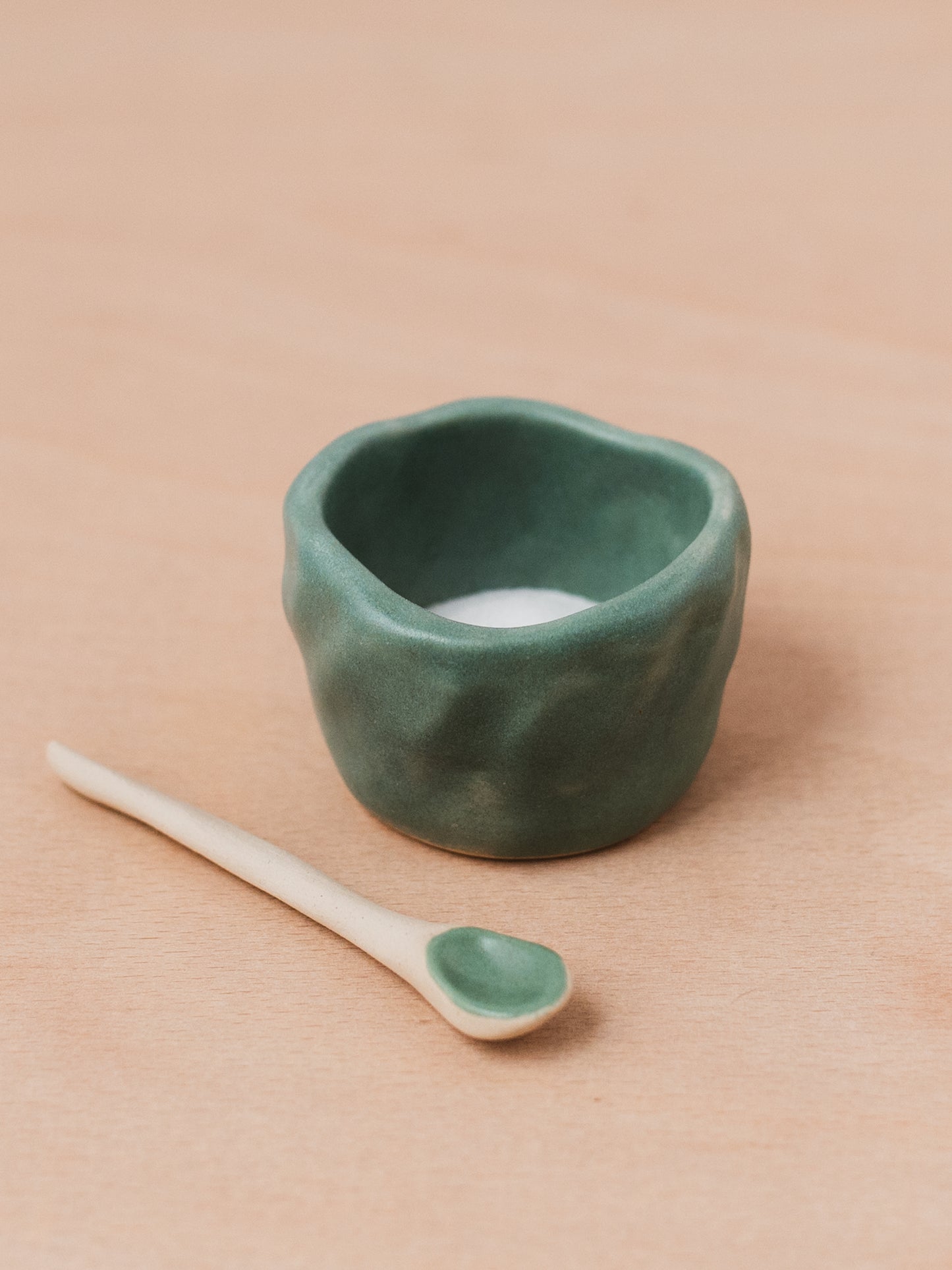 Salt pot and spoon